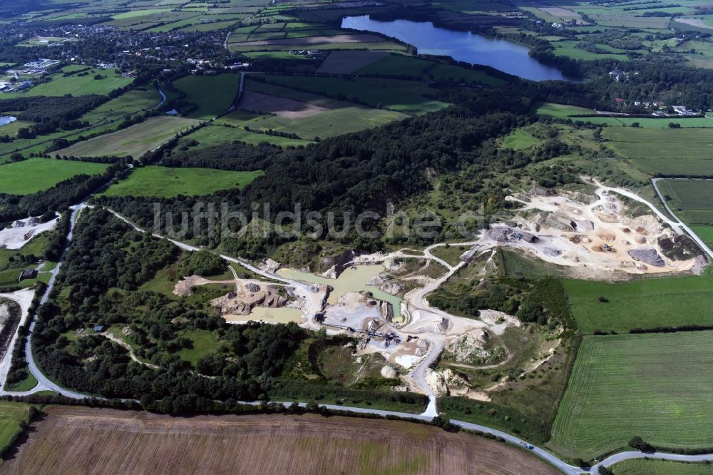 Oeversee von oben - Kies- Tagebau in Oeversee im Bundesland Schleswig-Holstein