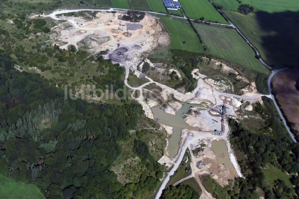 Oeversee von oben - Kies- Tagebau in Oeversee im Bundesland Schleswig-Holstein