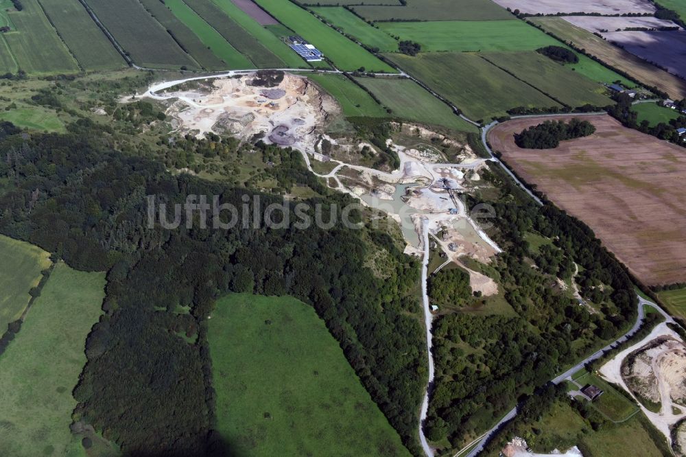 Oeversee von oben - Kies- Tagebau in Oeversee im Bundesland Schleswig-Holstein