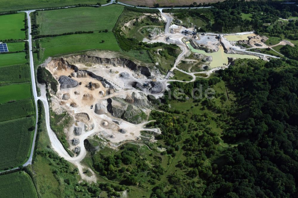 Oeversee von oben - Kies- Tagebau in Oeversee im Bundesland Schleswig-Holstein