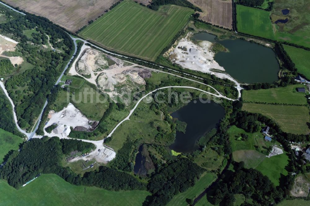 Oeversee aus der Vogelperspektive: Kies- Tagebau in Oeversee im Bundesland Schleswig-Holstein