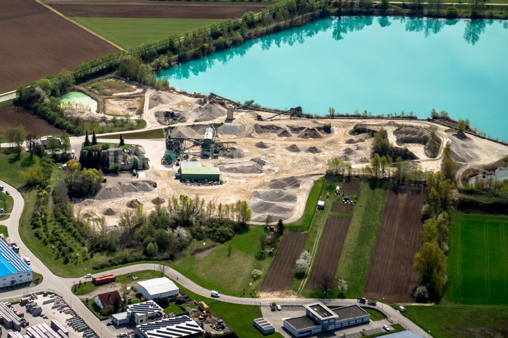 Luftbild Wyhl am Kaiserstuhl - Kies- Tagebau in Wyhl am Kaiserstuhl im Bundesland Baden-Württemberg, Deutschland