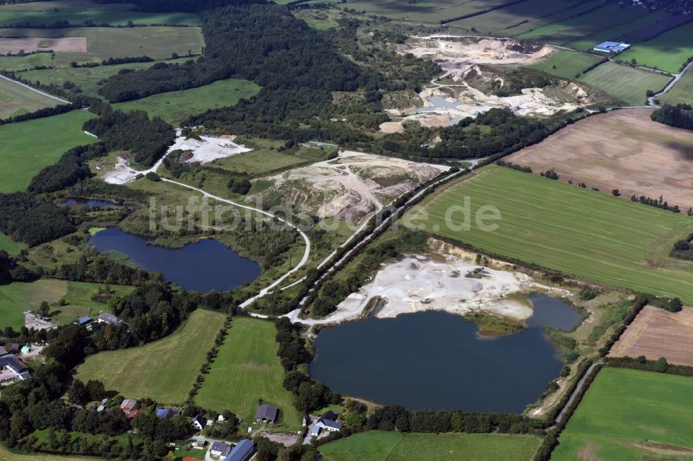 Oeversee von oben - Kies- Tagebaue in Oeversee im Bundesland Schleswig-Holstein