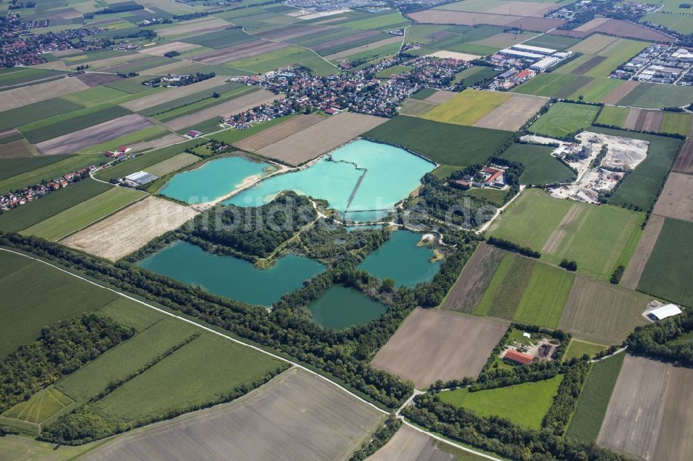 Pliening von oben - Kieswerk in Pliening im Bundesland Bayern, Deutschland