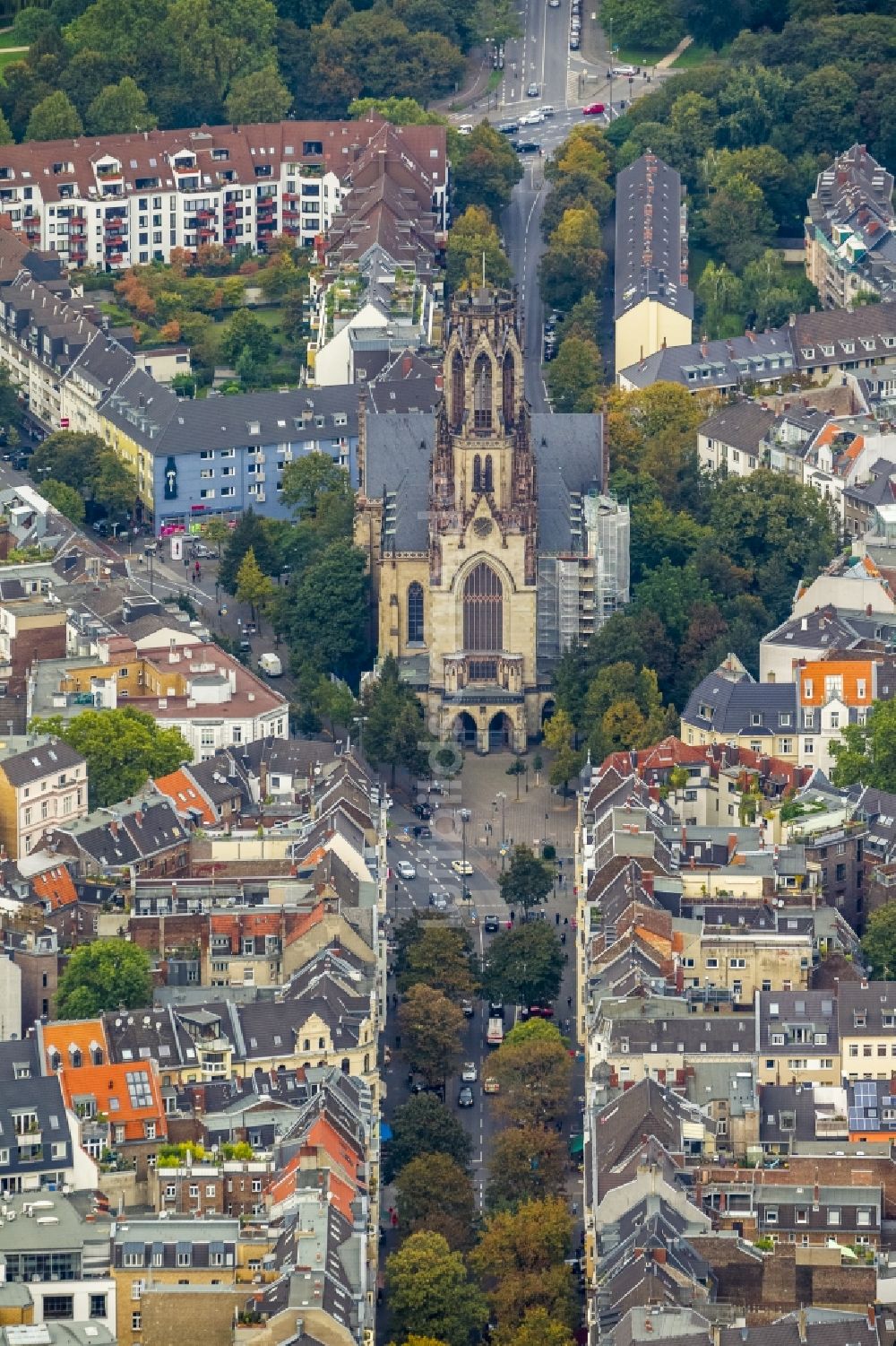Köln von oben - Kirche St. Agnes in Köln im Bundesland Nordrhein-Westfalen