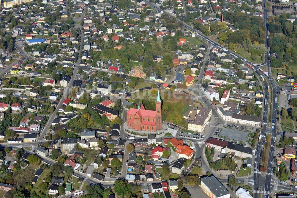 Luftbild Zgierz ( Görnau ) - Kirche der Heiligen Katharina von Alexandrien in Zgierz ( Görnau ) in Polen