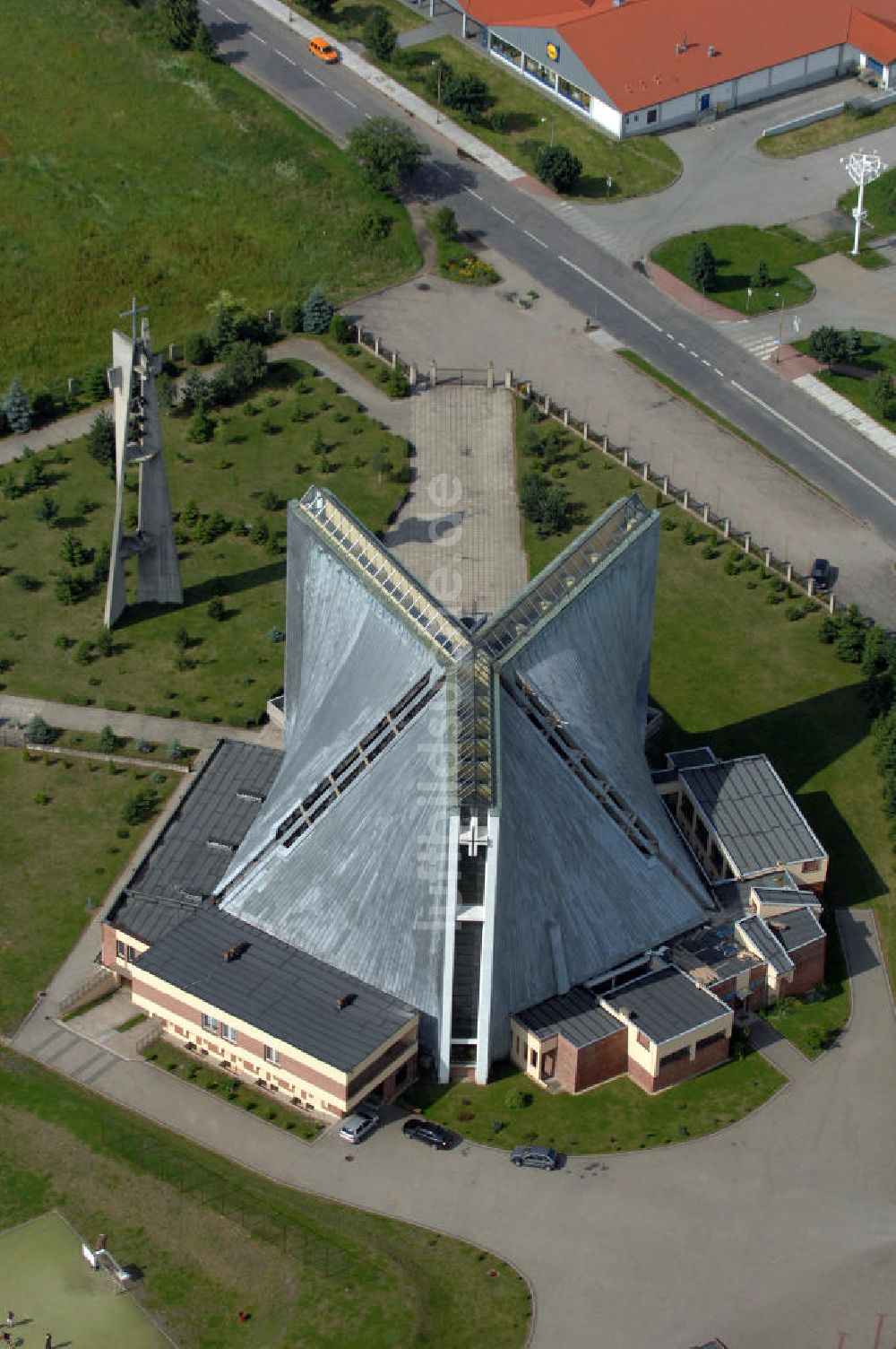 Zgorzelec aus der Vogelperspektive: Kirche Josef der Arbeiter in Zgorzelec