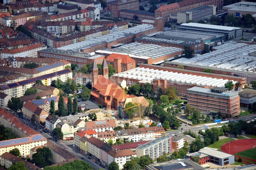 Nürnberg aus der Vogelperspektive: Kirche St. Ludwig und Siemensfabrik in Nürnberg in Bayern / Bavaria