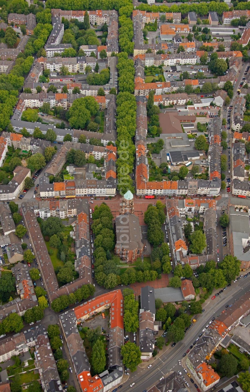 Luftbild Essen - Kirche St. Mariä Empfängnis in Essen im Bundesland Nordrhein-Westfalen