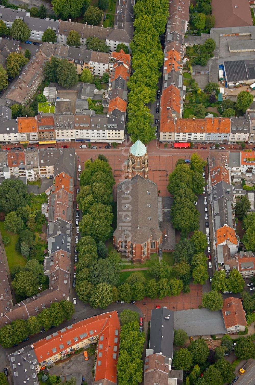 Luftaufnahme Essen - Kirche St. Mariä Empfängnis in Essen im Bundesland Nordrhein-Westfalen