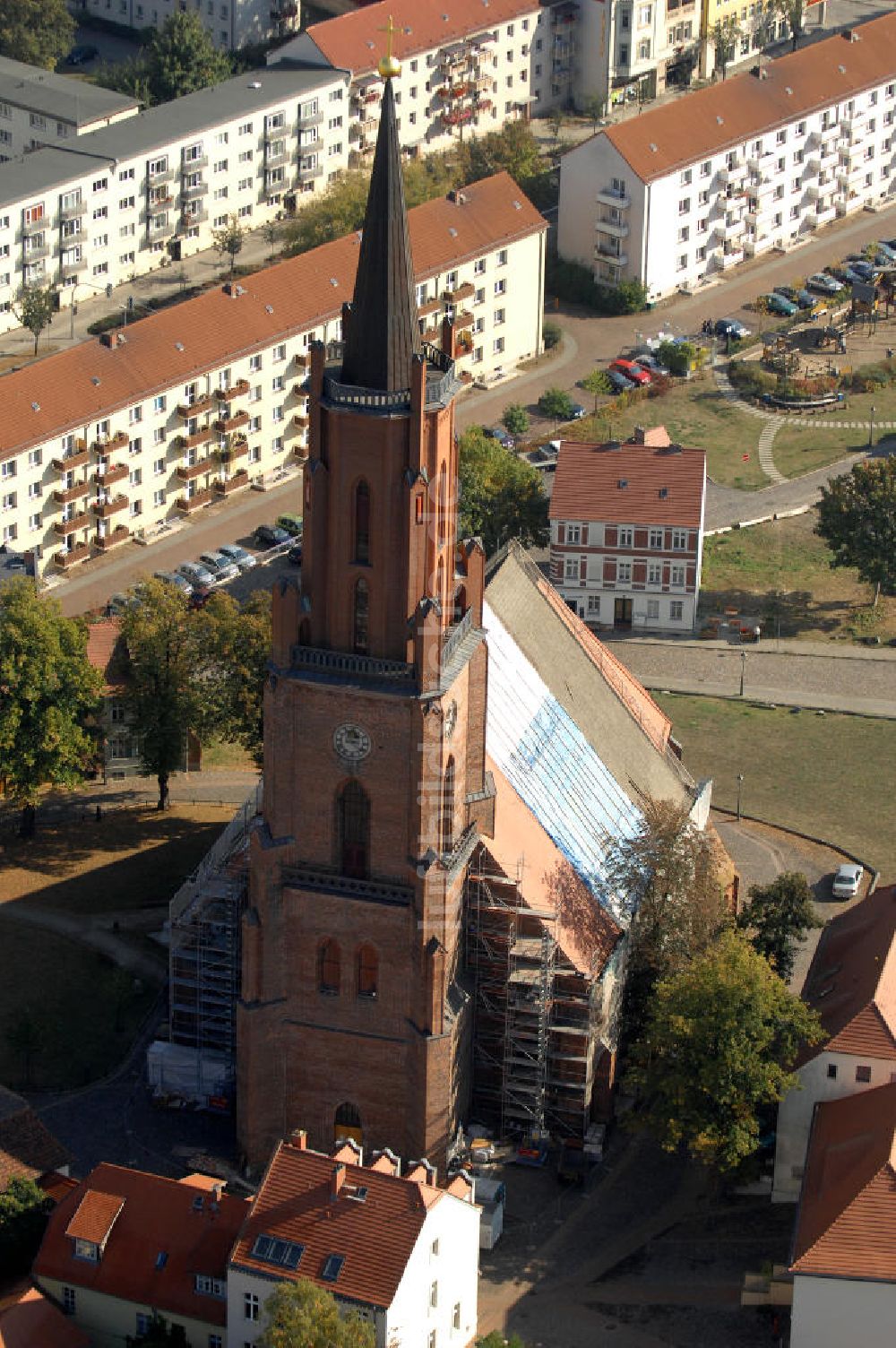 Luftbild Rathenow - Kirche St. Marien-Andreas in Rathenow