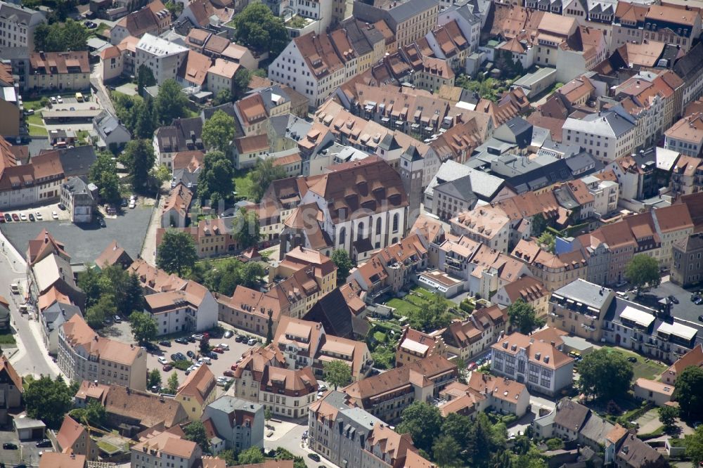 Freiberg aus der Vogelperspektive: Kirche St. Nicolai in Freiberg in Mittelsachsen, Bundesland Sachsen