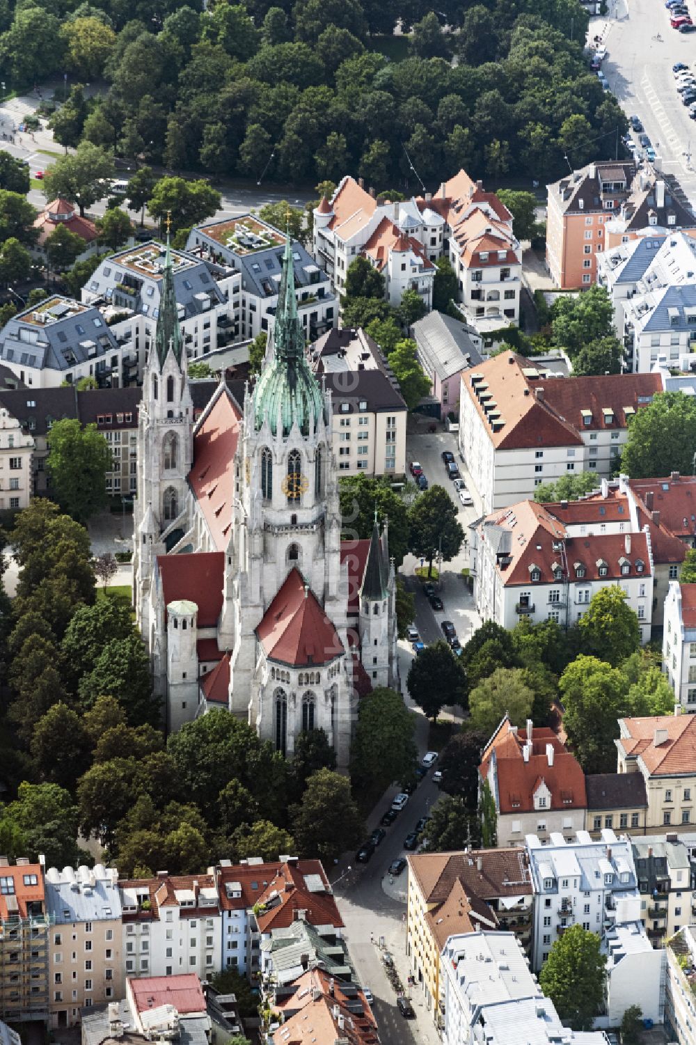 München aus der Vogelperspektive: Kirche St. Paul am St.-Pauls-Platz in München im Bundesland Bayern, Deutschland