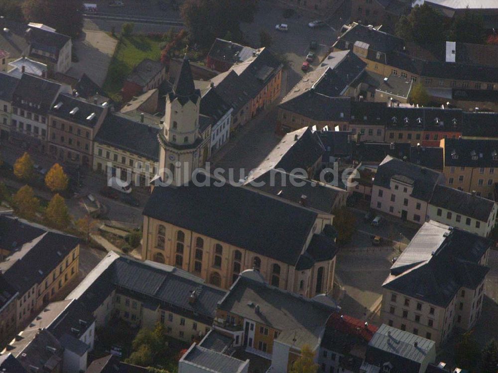 Luftbild Markneukirchen ( Sachsen ) - Kirche im Stadtzentrum von Markneukirchen