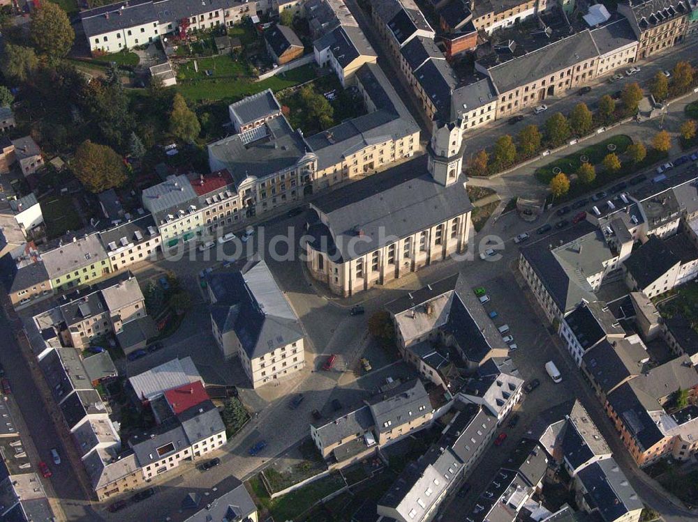  Markneukirchen ( Sachsen ) aus der Vogelperspektive: Kirche im Stadtzentrum von Markneukirchen