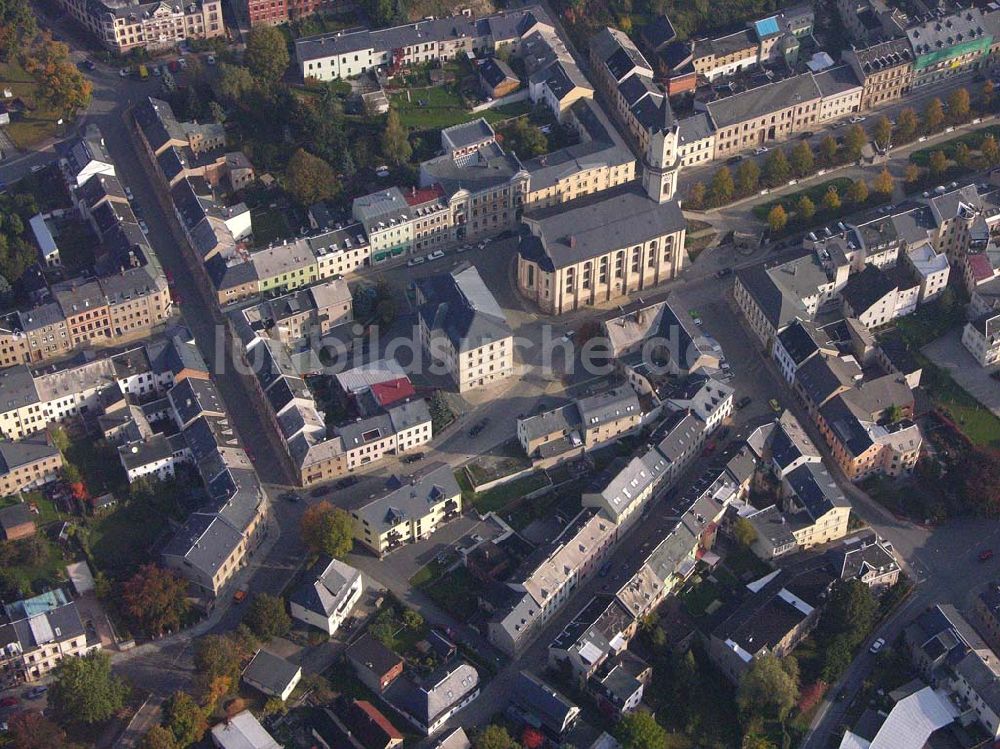 Luftaufnahme Markneukirchen ( Sachsen ) - Kirche im Stadtzentrum von Markneukirchen