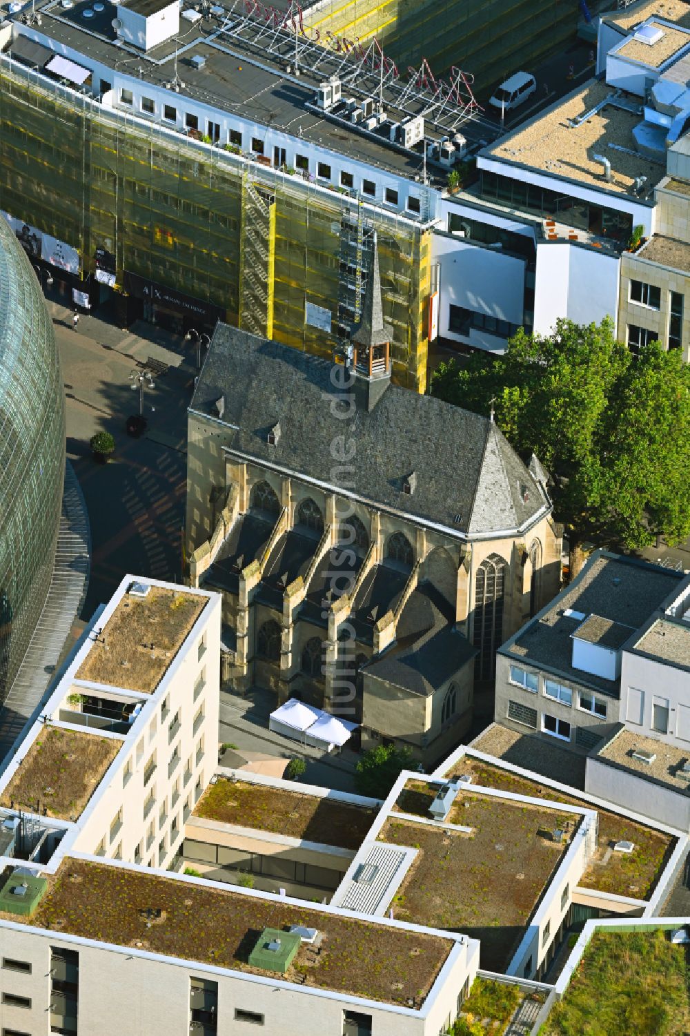 Luftbild Köln - Kirchengebäude Antoniterkirche in Köln im Bundesland Nordrhein-Westfalen, Deutschland