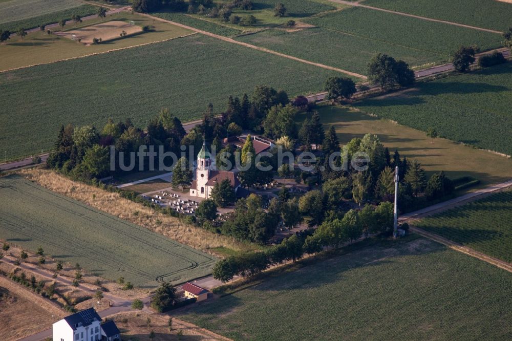 Luftbild Mahlberg - Kirchengebäude außerhalb von Mahlberg im Bundesland Baden-Württemberg, Deutschland