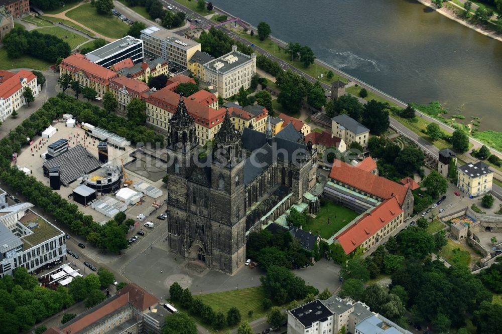 Luftbild Magdeburg - Kirchengebäude des Domes in Magdeburg im Bundesland Sachsen-Anhalt