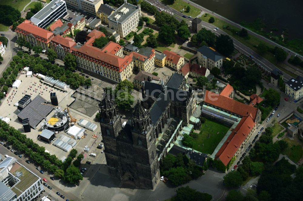 Luftbild Magdeburg - Kirchengebäude des Domes in Magdeburg im Bundesland Sachsen-Anhalt