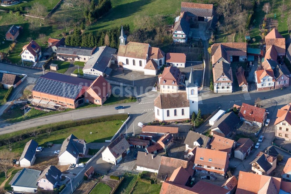 Luftbild Keffenach - Kirchengebäude in der Dorfmitte in Keffenach in Grand Est, Frankreich