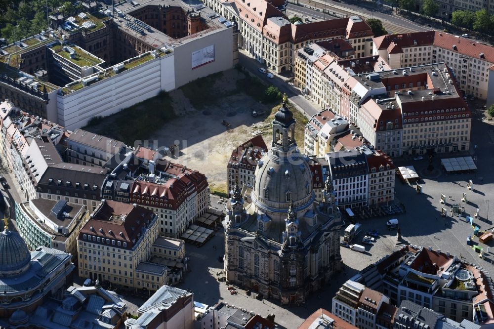 Luftbild Dresden - Kirchengebäude der Frauenkirche Dresden in Dresden im Bundesland Sachsen