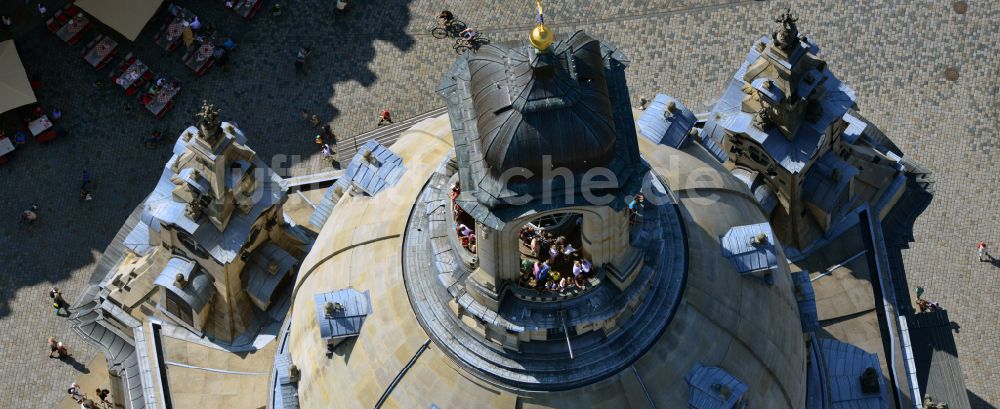 Luftbild Dresden - Kirchengebäude Frauenkirche Dresden in Dresden im Bundesland Sachsen, Deutschland