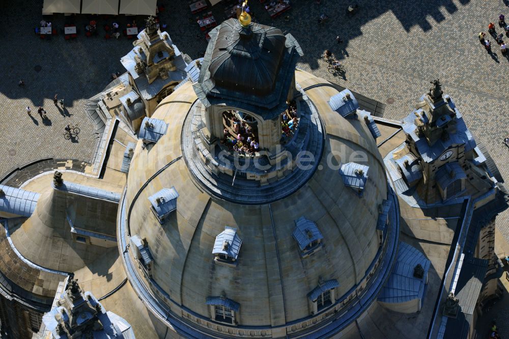 Luftaufnahme Dresden - Kirchengebäude Frauenkirche Dresden in Dresden im Bundesland Sachsen, Deutschland