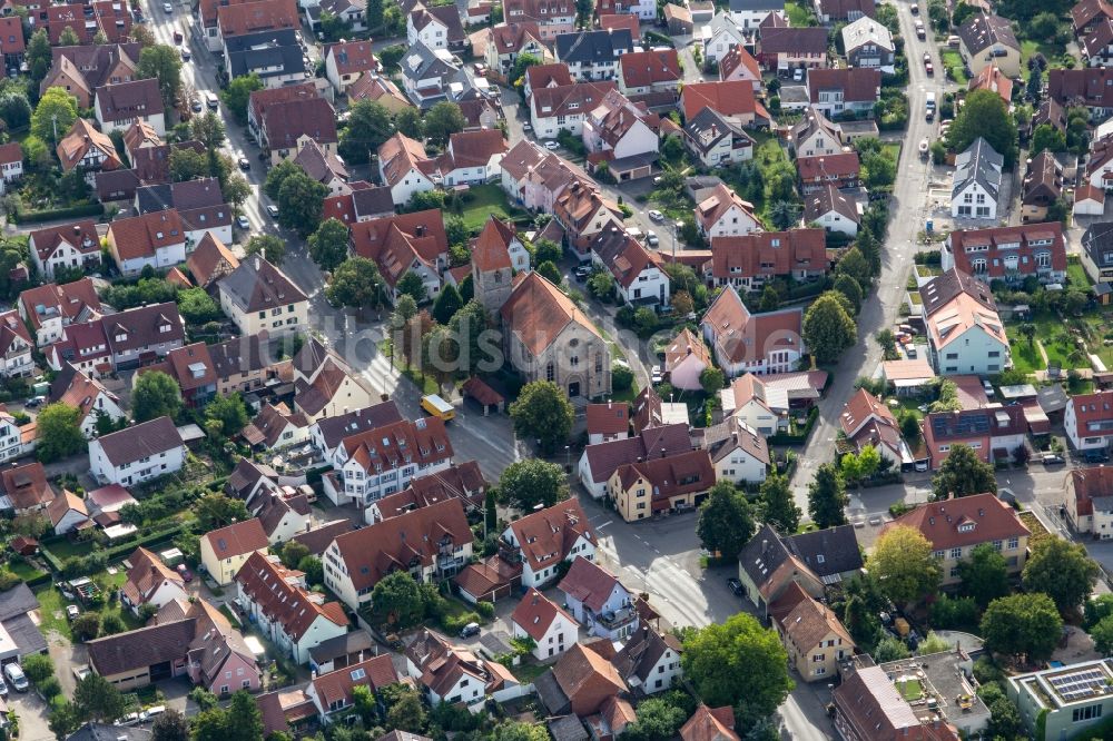 Luftbild Hirschau - Kirchengebäude St. Ägidius in Hirschau im Bundesland Baden-Württemberg, Deutschland