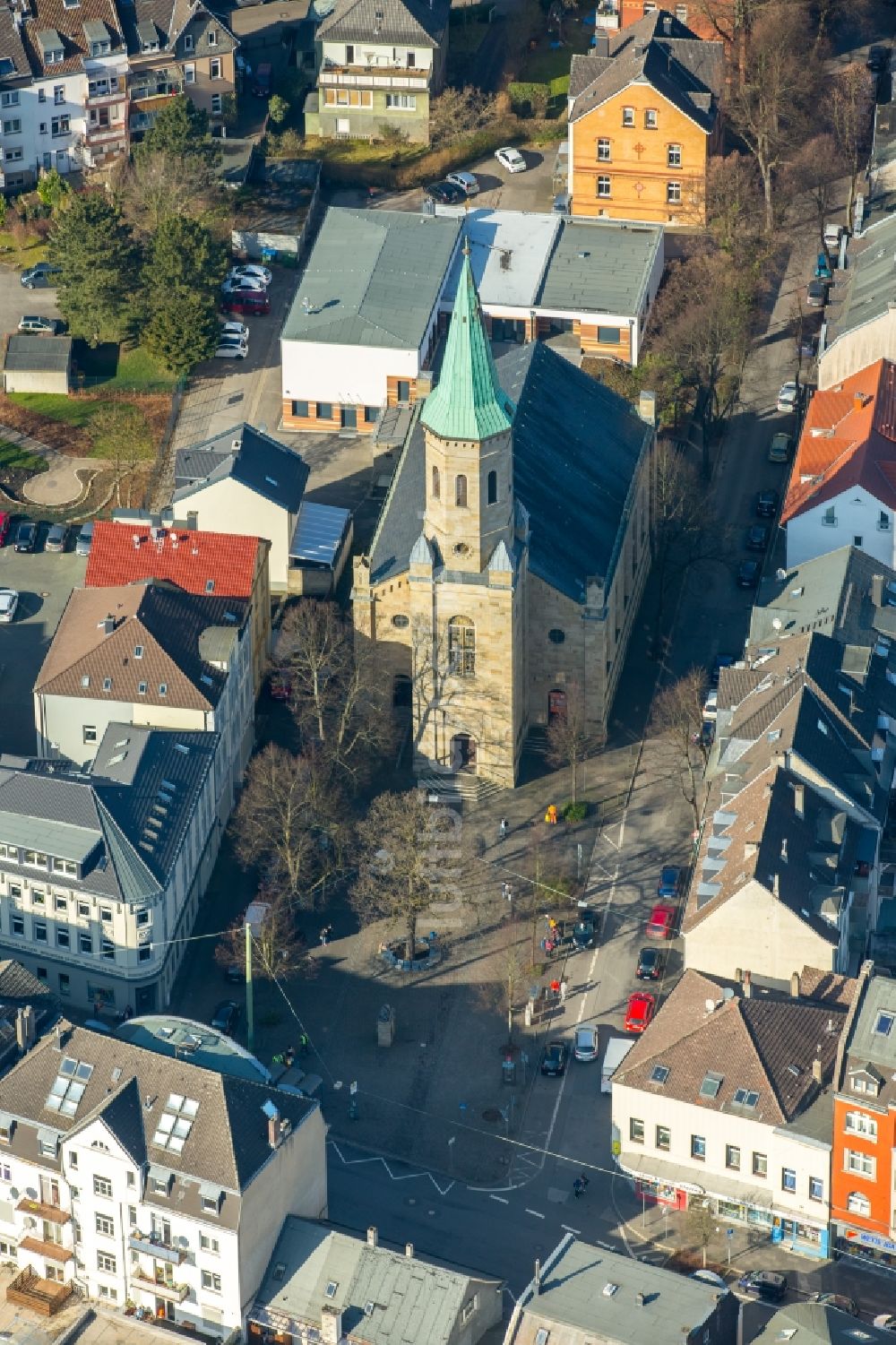 Luftaufnahme Hagen - Kirchengebäude in Hagen im Bundesland Nordrhein-Westfalen