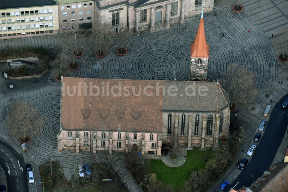 Luftbild Nürnberg - Kirchengebäude St. Jakob - Jakobskirche in Nürnberg im Bundesland Bayern, Deutschland