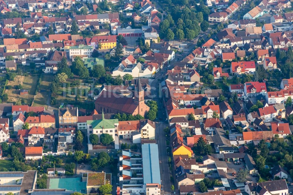 Wiesental von oben - Kirchengebäude der St. Jodokus Kirche in Wiesental im Bundesland Baden-Württemberg, Deutschland