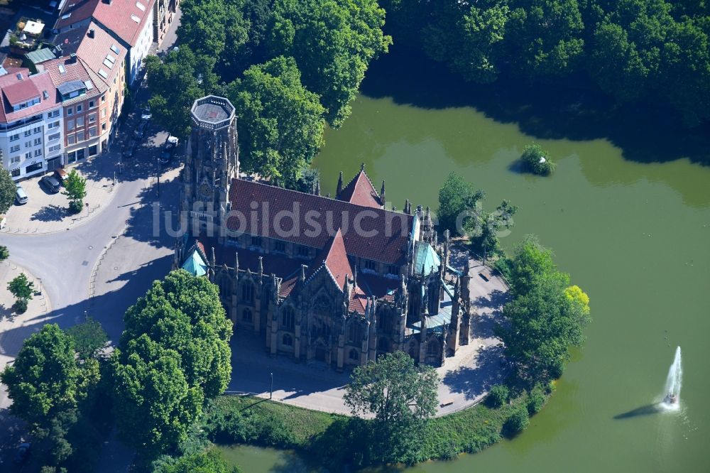 Luftbild Stuttgart - Kirchengebäude der Johanneskirche am Feuersee in Stuttgart im Bundesland Baden-Württemberg, Deutschland