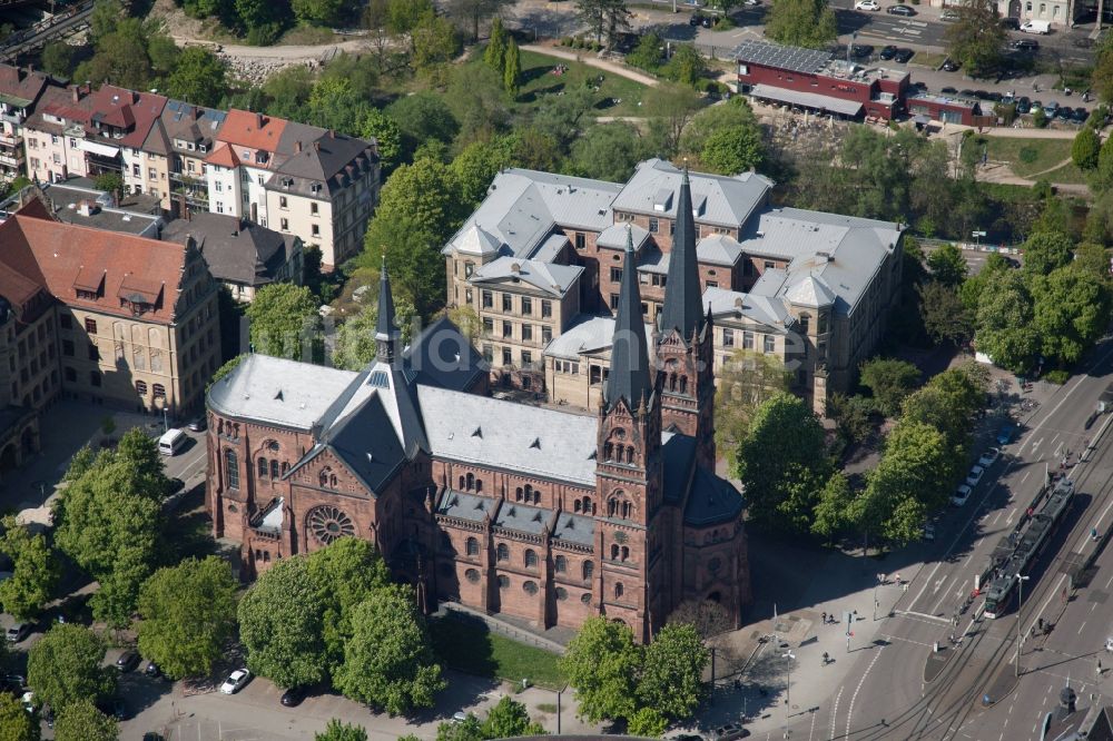 Luftbild Freiburg im Breisgau - Kirchengebäude der Johanneskirche in Freiburg im Breisgau im Bundesland Baden-Württemberg