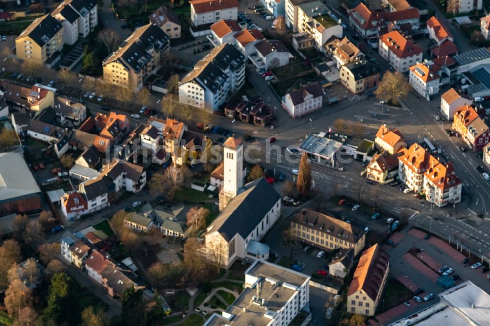 Luftbild Lahr/Schwarzwald - Kirchengebäude der Kapelle in Lahr/Schwarzwald im Bundesland Baden-Württemberg, Deutschland