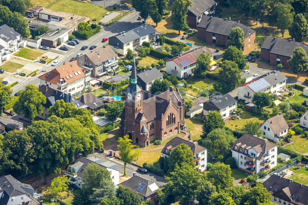 Luftaufnahme Dortmund - Kirchengebäude Ev. Kirche Husen-Kurl in Dortmund im Bundesland Nordrhein-Westfalen, Deutschland