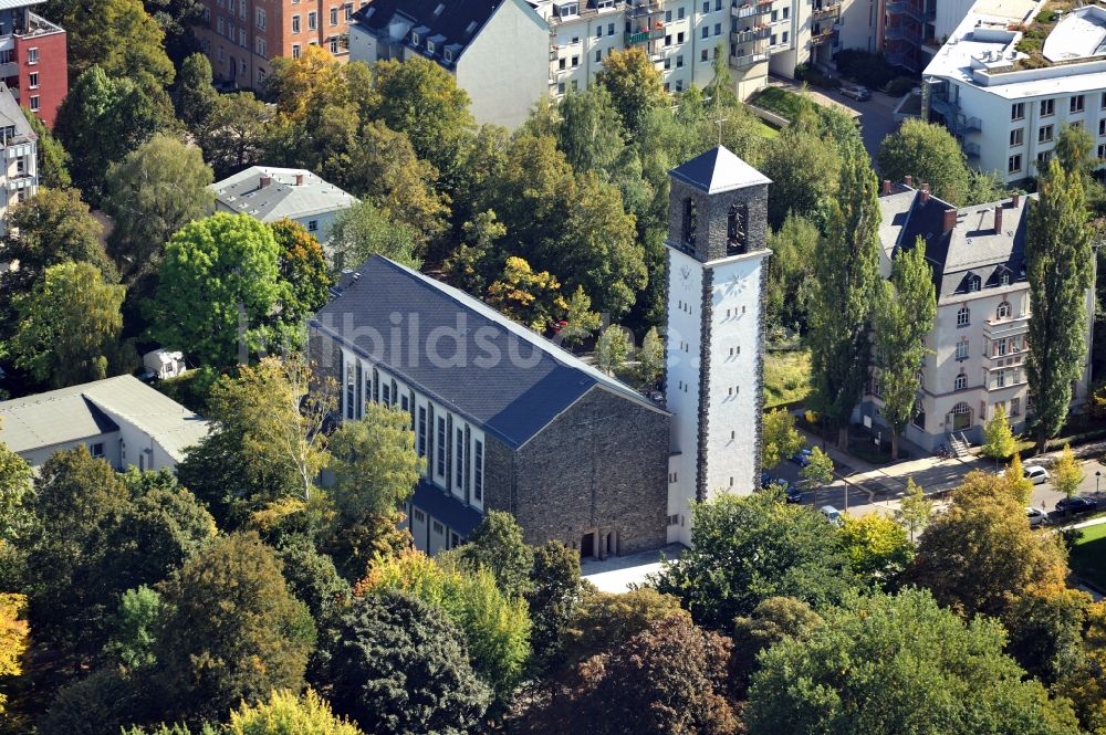 Luftbild Chemnitz - Kirchengebäude der Kreuzkirche Chemnitz - Kassberg im Bundesland Sachsen