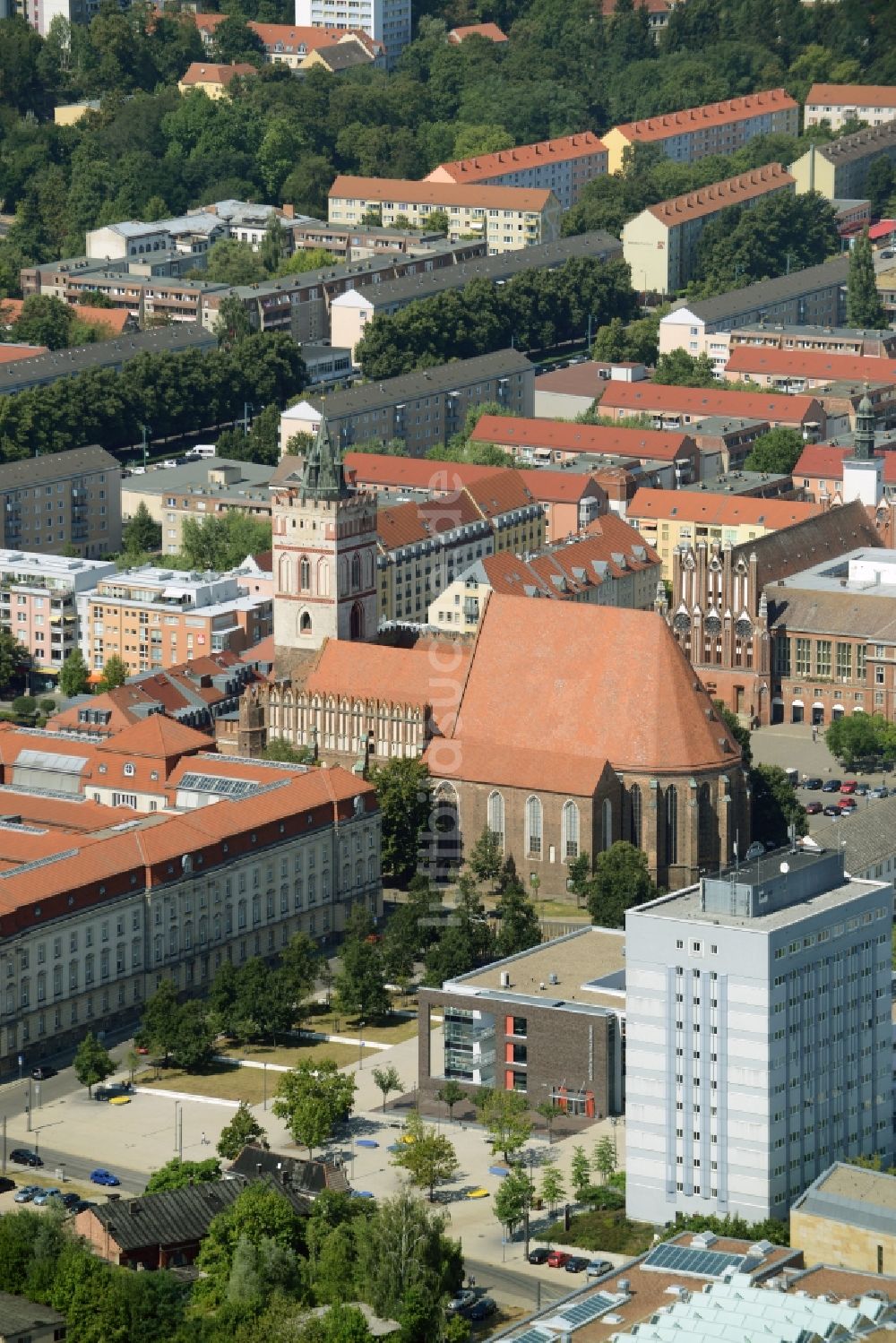 Luftbild Frankfurt (Oder) - Kirchengebäude der St. Marienkirche in Frankfurt (Oder) im Bundesland Brandenburg