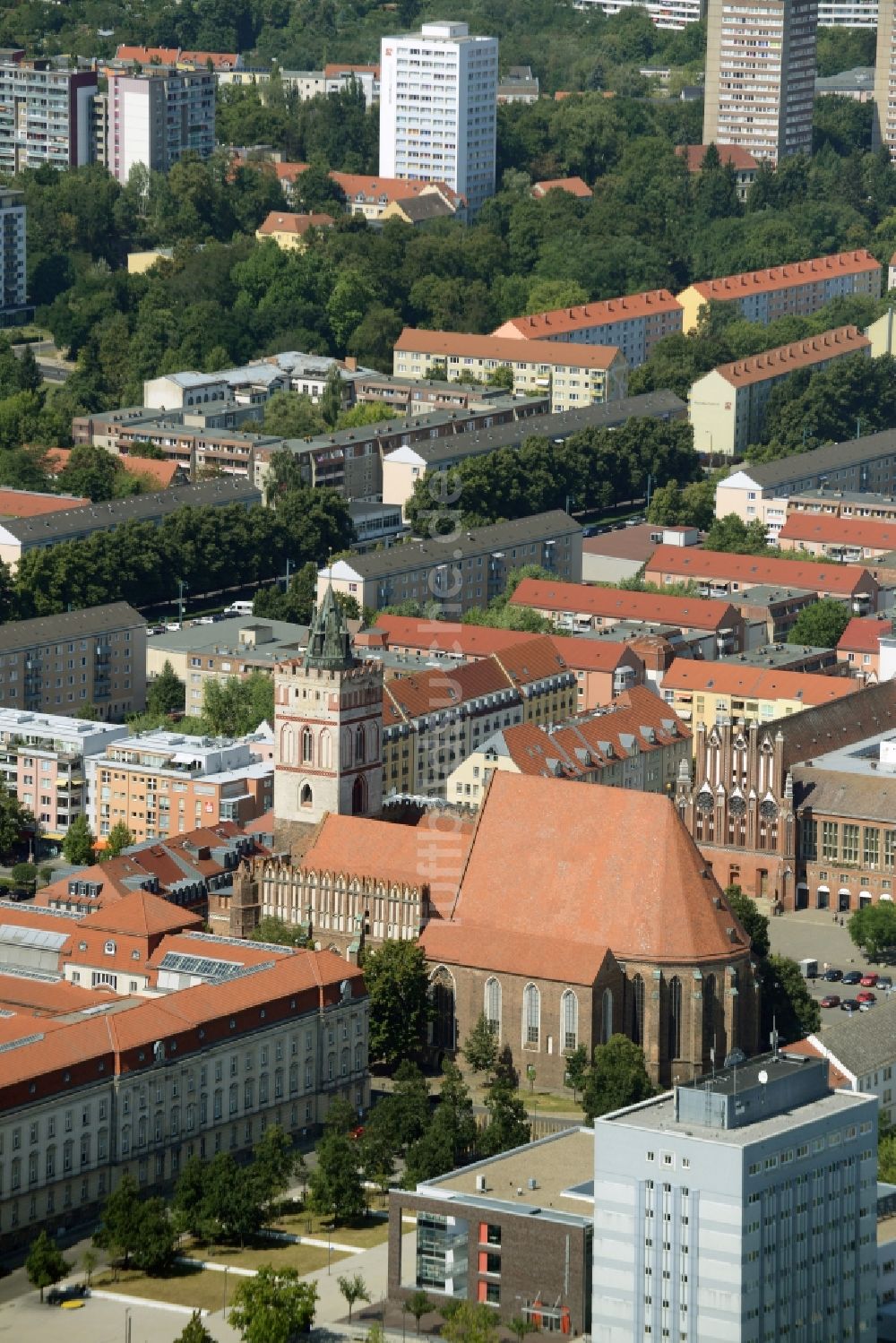 Luftaufnahme Frankfurt (Oder) - Kirchengebäude der St. Marienkirche in Frankfurt (Oder) im Bundesland Brandenburg