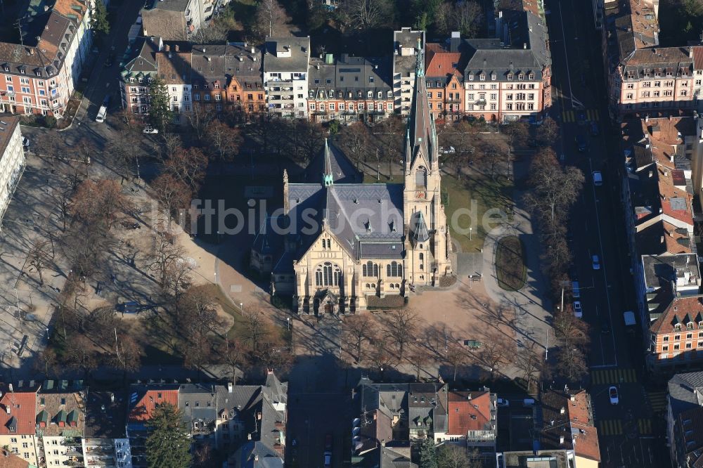 Luftaufnahme Basel - Kirchengebäude der Matthäuskirche in Basel in der Schweiz