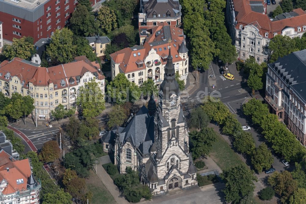 Leipzig von oben - Kirchengebäude der Michaeliskirche am Nordplatz in Leipzig im Bundesland Sachsen, Deutschland