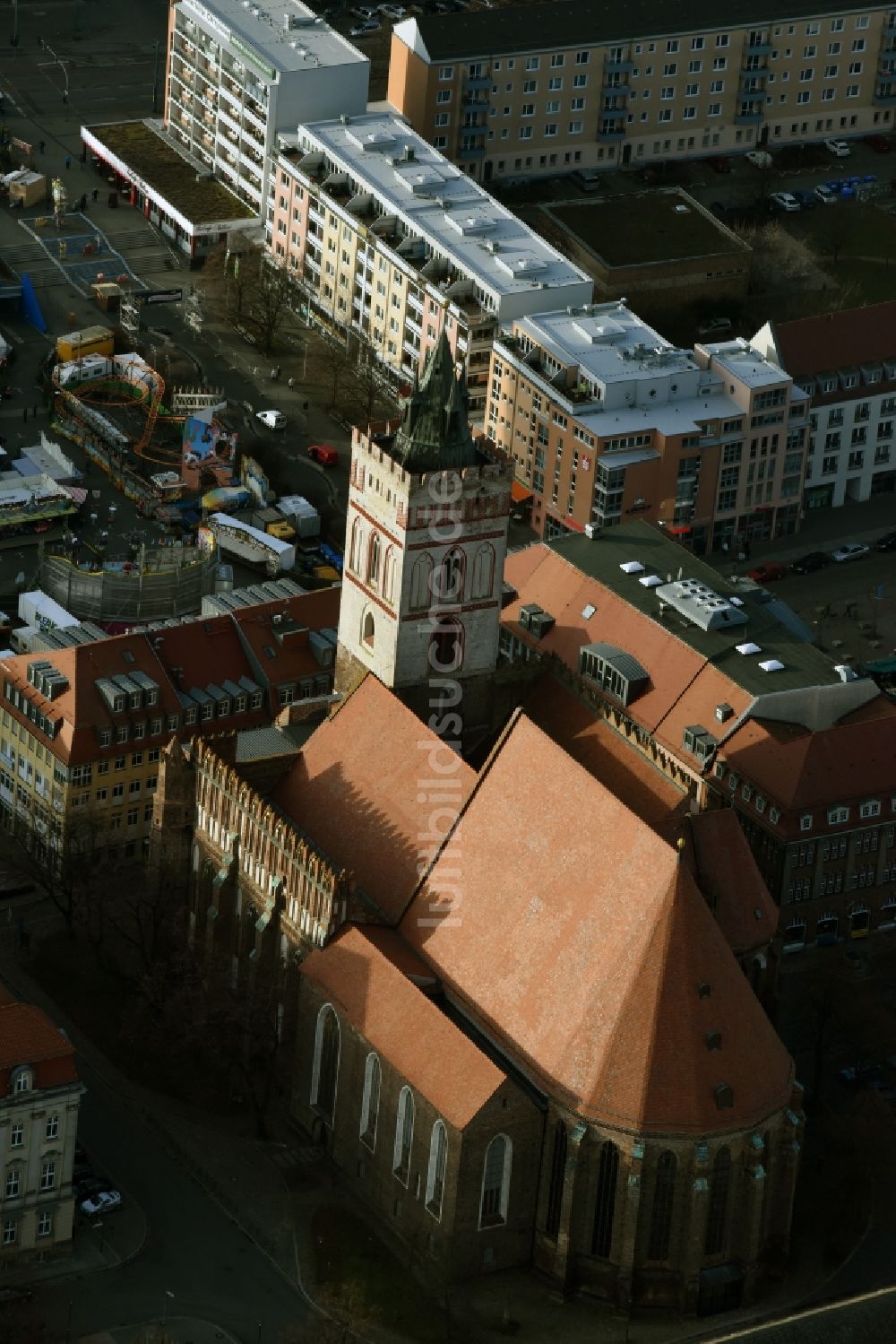 Luftbild Frankfurt (Oder) - Kirchengebäude der Oberkirche St. Marien in Frankfurt (Oder) im Bundesland Brandenburg