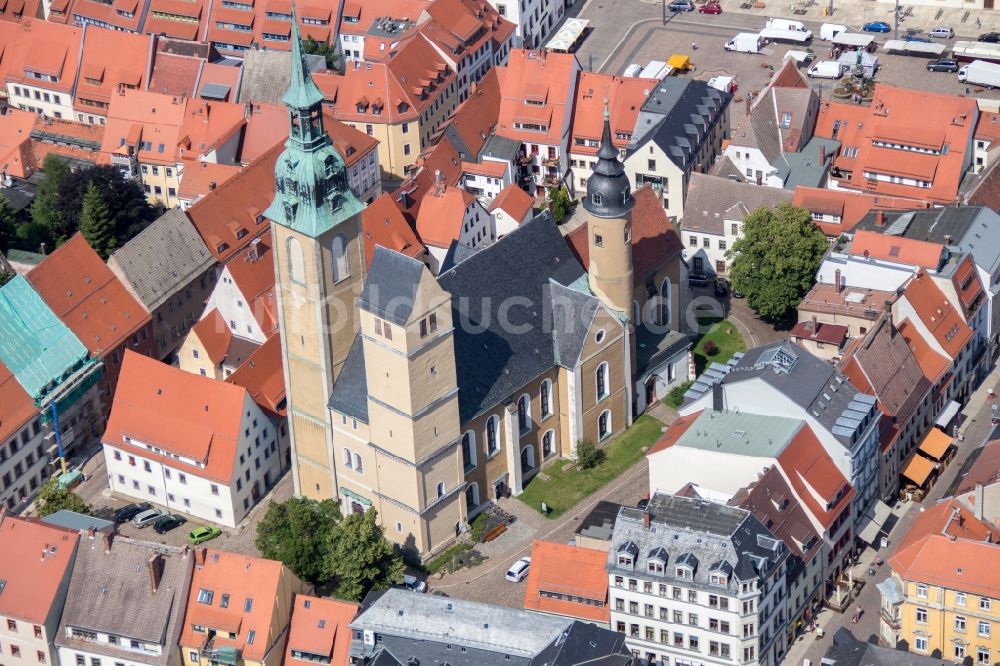 Freiberg aus der Vogelperspektive: Kirchengebäude der St. Petri Kirche in Freiberg im Bundesland Sachsen, Deutschland