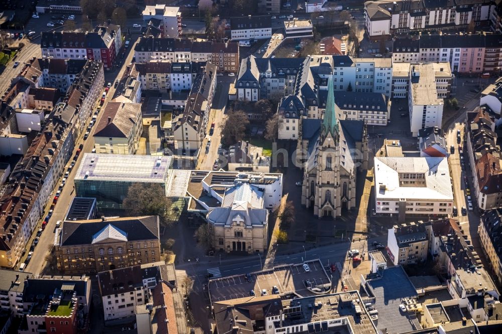 Luftbild Hagen - Kirchengebäude Pfarrkirche St. Marien an der Hochstraße - Mariengasse im Ortsteil Hagen-Mitte in Hagen im Bundesland Nordrhein-Westfalen, Deutschland