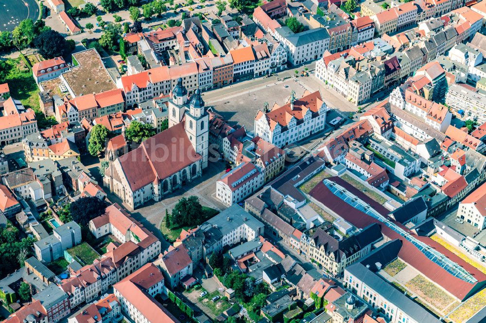 Lutherstadt Wittenberg aus der Vogelperspektive: Kirchengebäude Stadtkirche St. Marien zu Wittenberg in Lutherstadt Wittenberg im Bundesland Sachsen-Anhalt, Deutschland