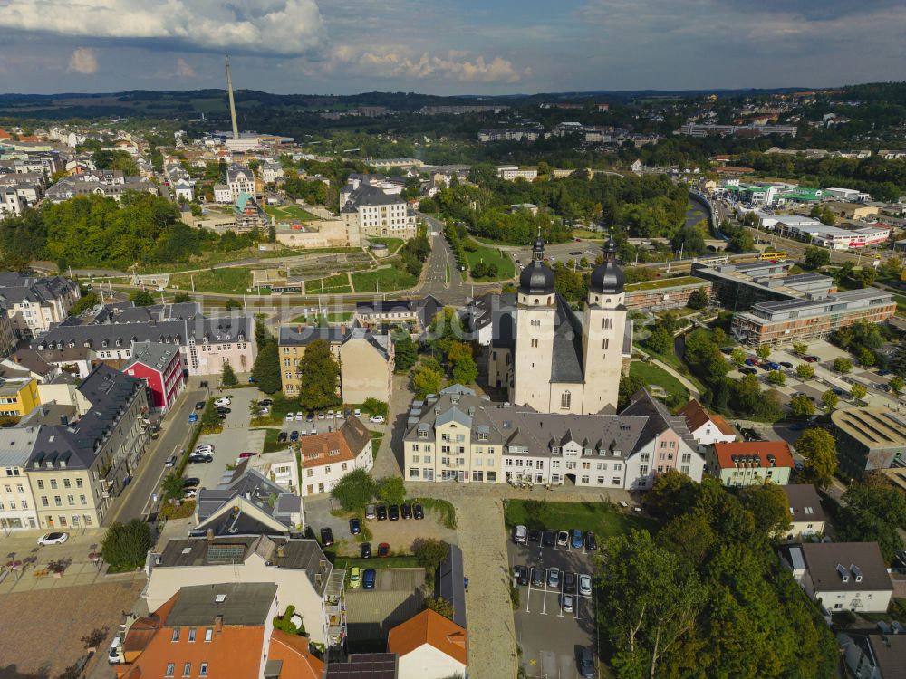 Luftaufnahme Plauen - Kirchengebäude St.Johannis in Plauen im Bundesland Sachsen, Deutschland