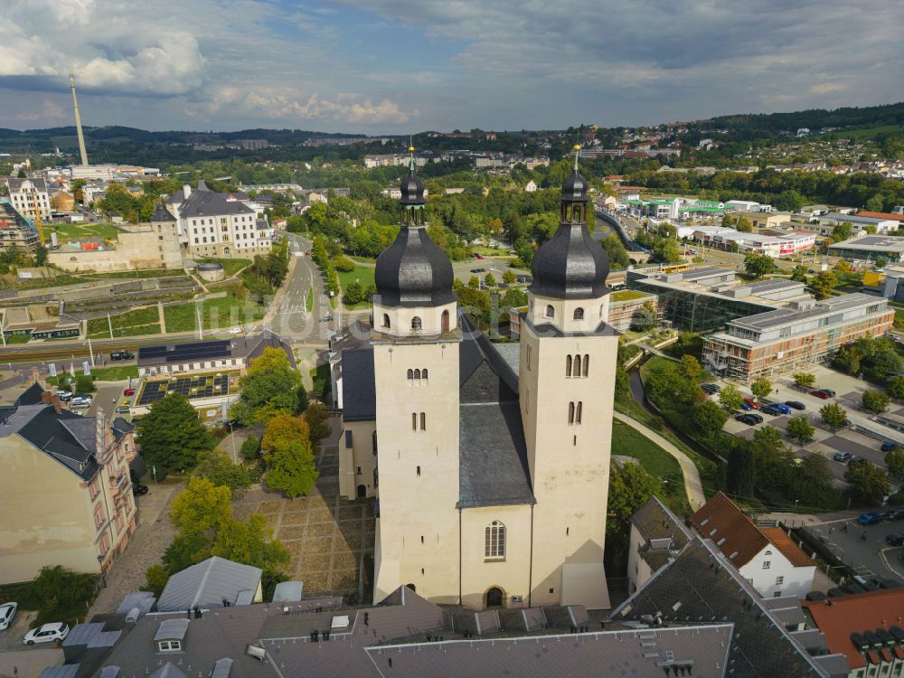 Plauen aus der Vogelperspektive: Kirchengebäude St.Johannis in Plauen im Bundesland Sachsen, Deutschland