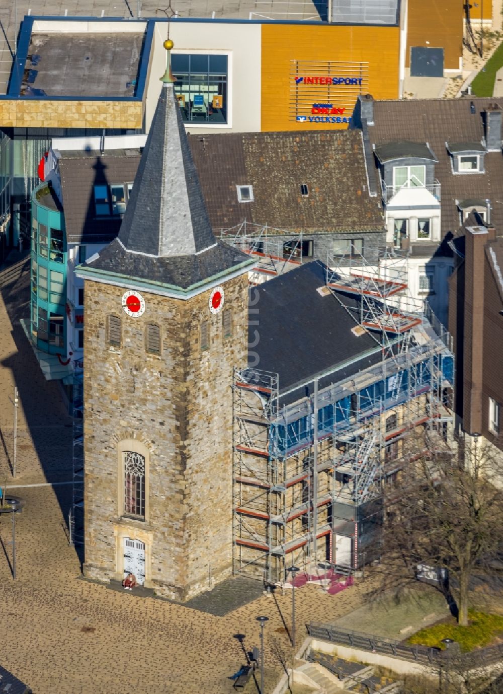 Luftaufnahme Velbert - Kirchengebäude in Velbert im Bundesland Nordrhein-Westfalen, Deutschland