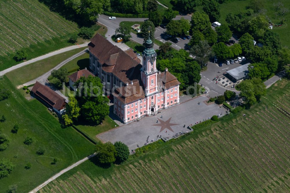 Luftaufnahme Uhldingen-Mühlhofen - Kirchengebäude Wallfahrtskirche Basilika Birnau in Uhldingen-Mühlhofen im Bundesland Baden-Württemberg, Deutschland