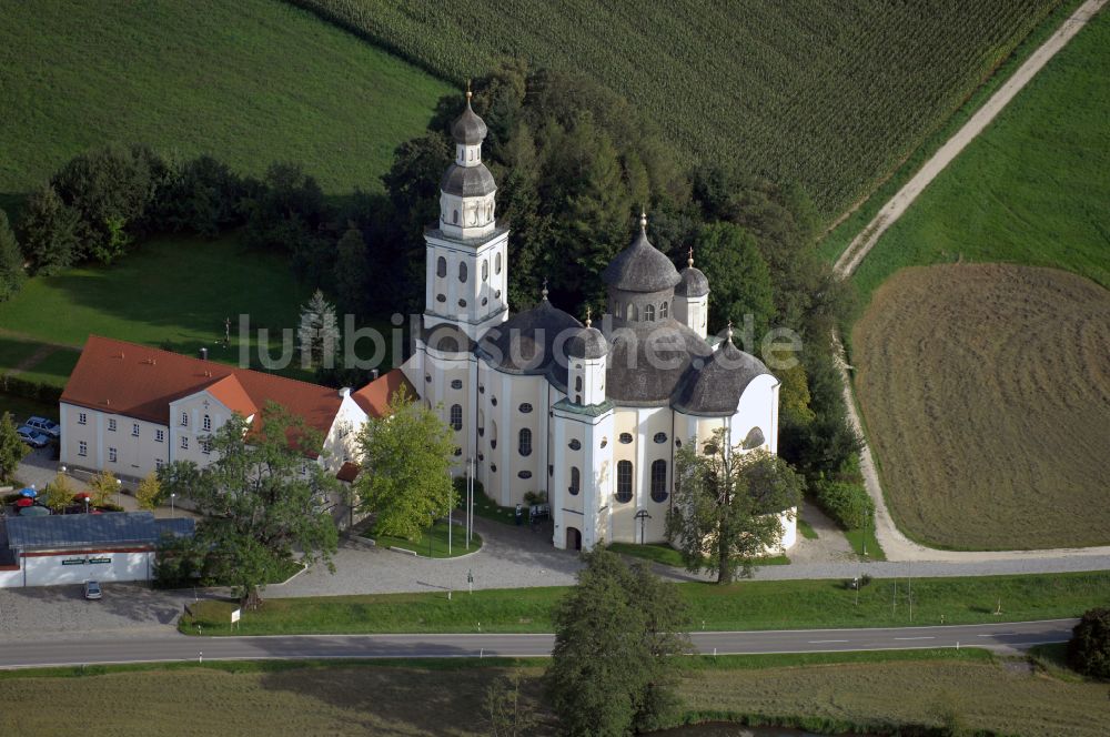 Sielenbach aus der Vogelperspektive: Kirchengebäude der Wallfahrtskirche Maria Birnbaum in Sielenbach im Bundesland Bayern, Deutschland